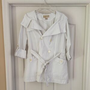 Michael Kors White Trench Coat with Gold Accents